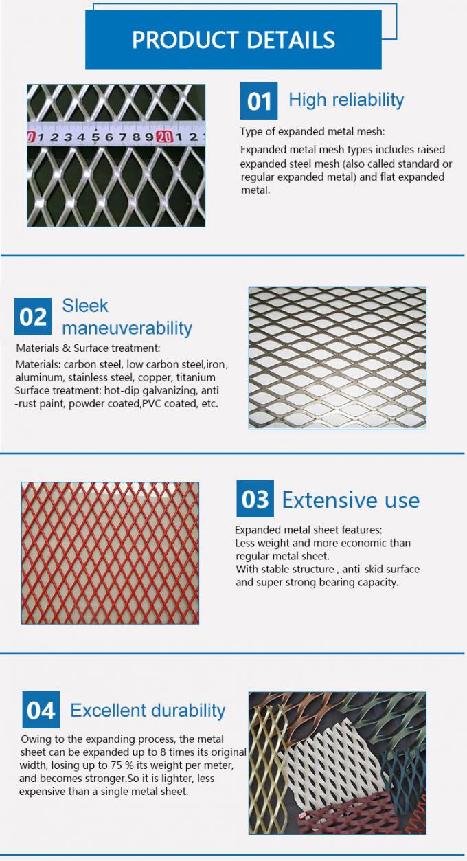  Metal expandido 5mm de aço inoxidável Mesh Rolls Diamond Hole 0