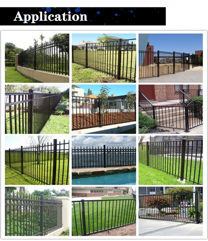 Por atacado cerca de aço galvanizada das cercas do metal do jardim de 6ftx8ft anti oxidação preta 3